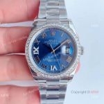  Swiss 3235 Replica Rolex Datejust Blue Dial 36mm Watch With Diamond Bezel